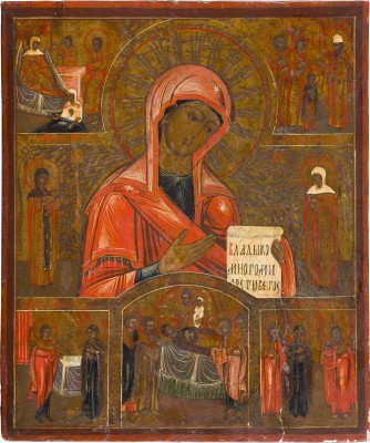 Auction 156<br>PAAR GROSSE IKONEN: GOTTESMUTTER UND JOHANNES DER VORLÄUFER AUS EINER DEESIS MIT HOCHFESTEN DES ORTHODOXEN KIRCHENJAHRES