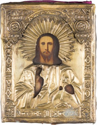 Bild KLEINE IKONE MIT CHRISTUS PANTOKRATOR MIT OKLAD