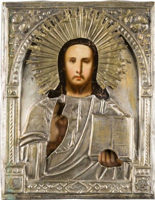 Bild KLEINE IKONE MIT CHRISTUS PANTOKRATOR MIT OKLAD