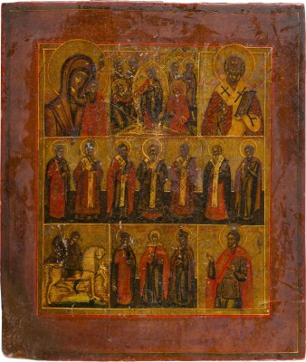 Auction 156<br>ZWEI GROSSE IKONEN: MEHRFELDER-IKONEN UND CHRISTUS PANTOKRATOR