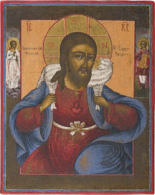 Auktion 156<br>SEHR SELTENE IKONE MIT CHRISTUS, DEM GUTEN HIRTEN