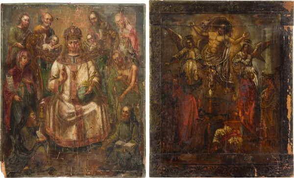 Auction 156<br>ZWEI IKONEN: AUFERSTEHUNG CHRISTI UND ERWEITERTE DEESIS