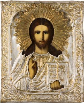Bild KLEINE IKONE MIT CHRISTUS PANTOKRATOR MIT OKLAD