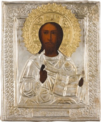 Picture KLEINE IKONE MIT CHRISTUS PANTOKRATOR MIT OKLAD