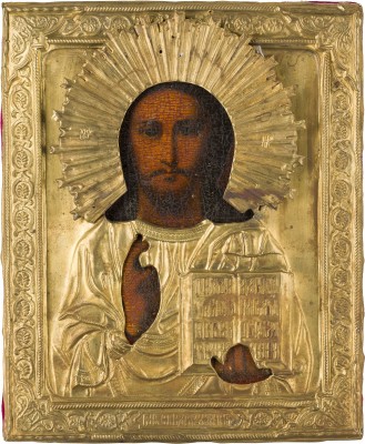 Bild KLEINE IKONE MIT CHRISTUS PANTOKRATOR MIT OKLAD