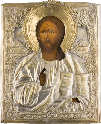 Bild IKONE MIT CHRISTUS PANTOKRATOR MIT OKLAD