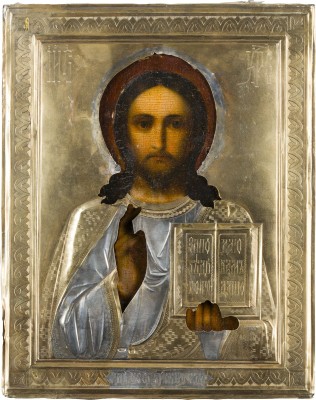 Bild KLEINE IKONE MIT CHRISTUS PANTOKRATOR MIT VERMEIL-OKLAD