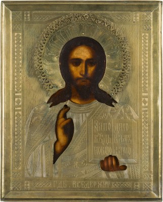 Bild KLEINE IKONE MIT CHRISTUS PANTOKRATOR MIT OKLAD
