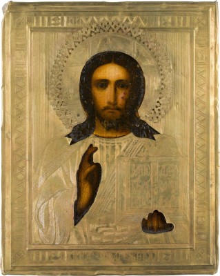 Bild KLEINE IKONE MIT CHRISTUS PANTOKRATOR MIT OKLAD