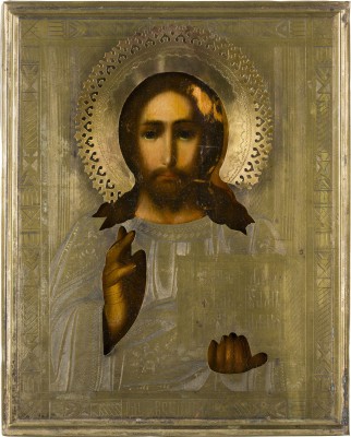 Bild KLEINE IKONE MIT CHRISTUS PANTOKRATOR MIT OKLAD