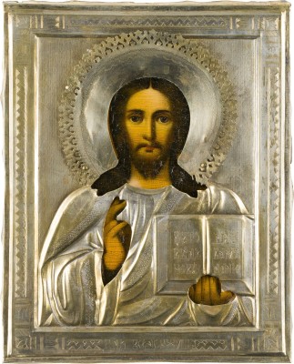 Bild KLEINE IKONE MIT CHRISTUS PANTOKRATOR MIT OKLAD