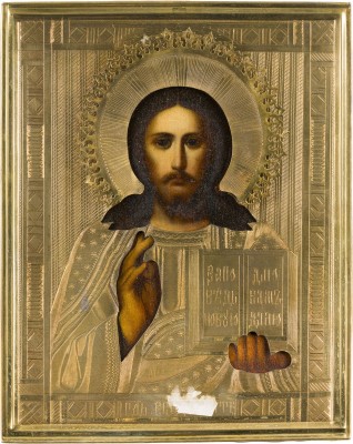 Bild KLEINE IKONE MIT CHRISTUS PANTOKRATOR MIT OKLAD