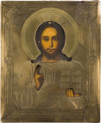 Picture IKONE MIT CHRISTUS PANTOKRATOR MIT OKLAD