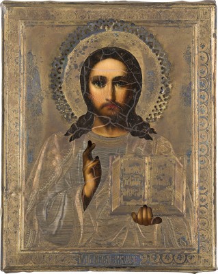 Bild KLEINE IKONE MIT CHRISTUS PANTOKRATOR MIT VERMEIL-OKLAD