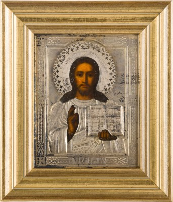 Picture KLEINE IKONE MIT CHRISTUS PANTOKRATOR MIT SILBER-OKLAD