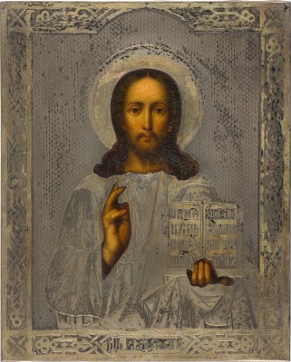 Bild KLEINE IKONE MIT CHRISTUS PANTOKRATOR MIT VERMEIL-OKLAD