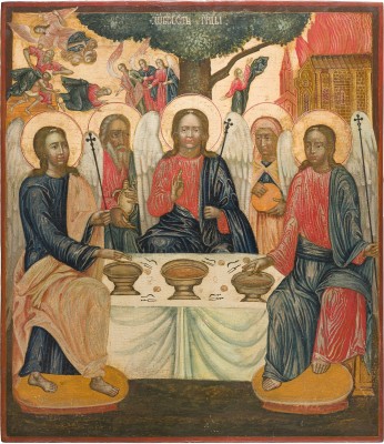 Picture MONUMENTALE IKONE MIT DER ALTTESTAMENTLICHEN DREIFALTIGKEIT AUS EINER KIRCHEN-IKONOSTASE