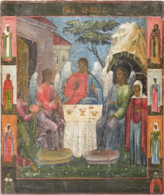 Bild GROSSFORMATIGE IKONE MIT DER ALTTESTAMENTLICHEN DREIFALTIGKEIT