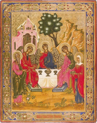 Bild GROSSE IKONE MIT DER ALTTESTAMENTLICHEN DREIFALTIGKEIT