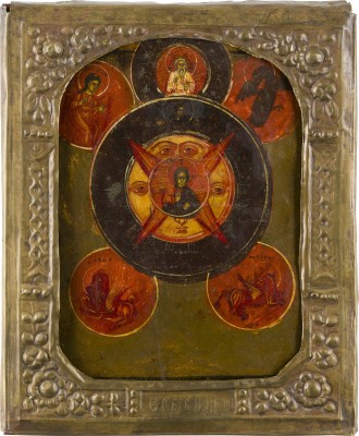 Auktion 156<br>KLEINE IKONE MIT 'DEM ALLES SEHENDE AUGE GOTTES' MIT BASMA