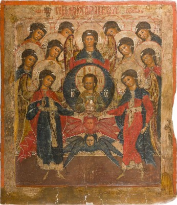 Auktion 156<br>GROSSFORMATIGE IKONE MIT DER SYNAXIS DER ERZENGEL