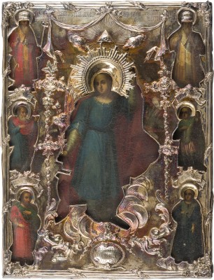 Auktion 156<br>SELTENE IKONE MIT DEM ERZENGEL GABRIEL MIT VERMEIL-RIZA