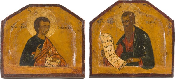 Auktion 156<br>ZWEI IKONEN-FRAGMENTE MIT DEN PROPHETEN ZACHARIAS UND JONA