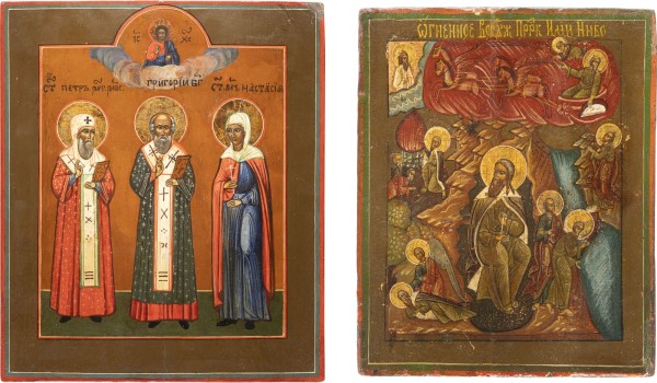 Auktion 156<br>ZWEI IKONEN: PROPHET ELIAS UND PATRONATSIKONE