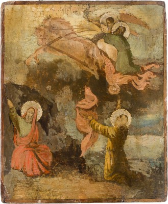 Bild KLEINE IKONE MIT DEM PROPHETEN ELIAS UND SEINER FEURIGEN HIMMELFAHRT