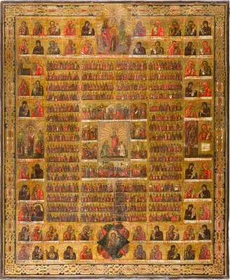 Auction 156<br>GROSSFORMATIGE UND FEINE JAHRESIKONE MIT DER AUFERSTEHUNG, ZWÖLF HOCHFESTEN UND 68 GNADENBILDERN DER GOTTESMUTTER