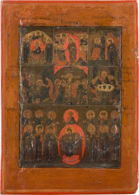Auction 156<br>KLEINE IKONE MIT DEN TAGEN DER WOCHE UND DER VEREHRUNG DER GOTTESMUTTER