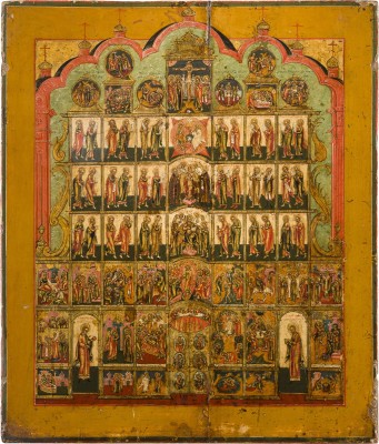 Bild SEHR FEINE IKONE MIT DER WIEDERGABE EINER KIRCHEN-IKONOSTASE