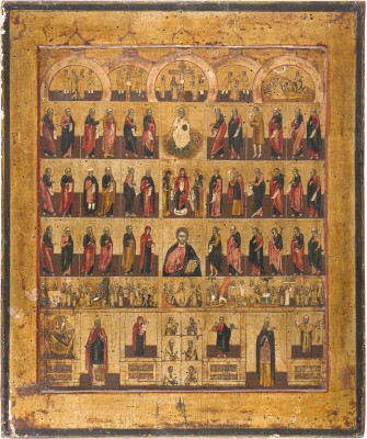 Bild GROSSFORMATIGE UND SELTENE IKONE MIT DER WIEDERGABE EINER KIRCHENIKONOSTASE