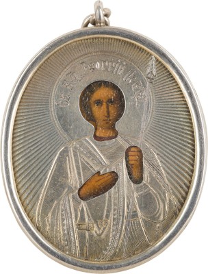 Picture IKONEN-ANHÄNGER MIT DEM HEILIGEN GEORG MIT SILBER-OKLAD