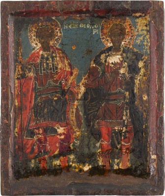 Picture KLEINE IKONE MIT DEN HEILIGEN THEODOR TIRON UND THEODOR STRATELATES