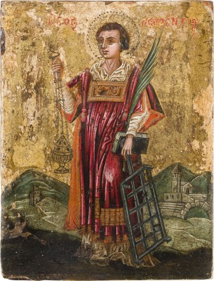 Bild KLEINE IKONE MIT DEM HEILIGEN LAURENTIUS VON ROM