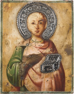 Auktion 156<br>KLEINE IKONE MIT DEM HEILIGEN PANTELEIMON