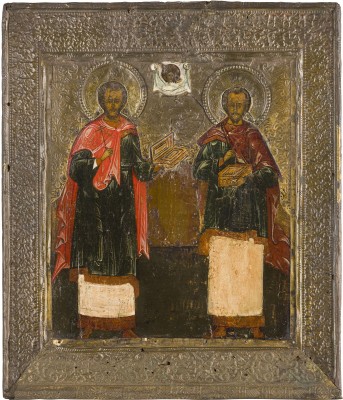 Bild IKONE MIT DEN HEILIGEN KOSMAS UND DAMIAN MIT RIZA