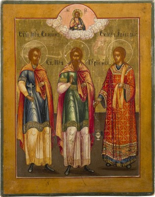Bild KLEINE IKONE MIT DEN HEILIGEN SAMON, GURIJ UND AVIV