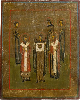 Bild GROSSE IKONE MIT DEN TIERPATRONEN BLASIUS, MODESTUS, FLORUS UND LAURUS