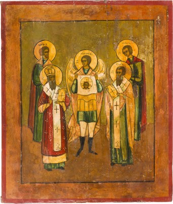 Bild IKONE MIT DEN TIERPATRONEN BLASIUS, MODESTUS, FLORUS UND LAURUS