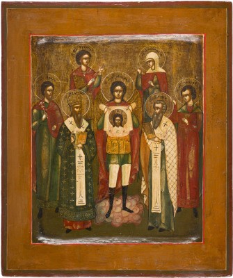 Bild IKONE MIT DEM ERZENGEL MICHAEL FLANKIERT VON SECHS HEILIGEN, DARUNTER FLORUS UND LAURUS