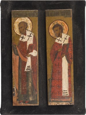 Picture ZWEI KLEINE IKONEN MIT DEN HEILIGEN NIKOLAUS VON MYRA UND JOHANNES CHRYSOSTOMUS