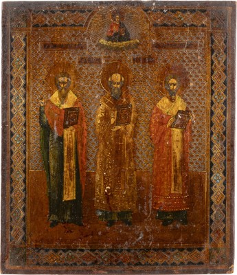 Picture IKONE MIT DEN DREI HIERARCHEN BASILIUS DEM GROSSEN, GREGOR DEM THEOLOGEN UND JOHANNES CHRYSOSTOMUS
