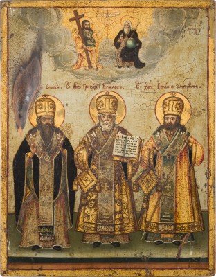 Picture IKONE MIT DEN DREI HIERARCHEN BASILIUS DEM GROSSEN, GREGOR DEM THEOLOGEN UND JOHANNES CHRYSOSTOMUS