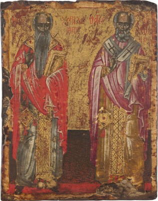 Picture KLEINE IKONE MIT DEN HEILIGEN CHARALAMPOS UND NIKOLAUS VON MYRA