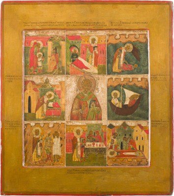 Auction 156<br>SEHR FEINE UND GROSSE VITA-IKONE MIT DEM HEILIGEN NIKOLAUS VON MYRA