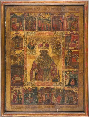 Auction 156<br>GROSSFORMATIGE UND FEINE VITA-IKONE MIT DEM HEILIGEN NIKOLAUS VON MYRA