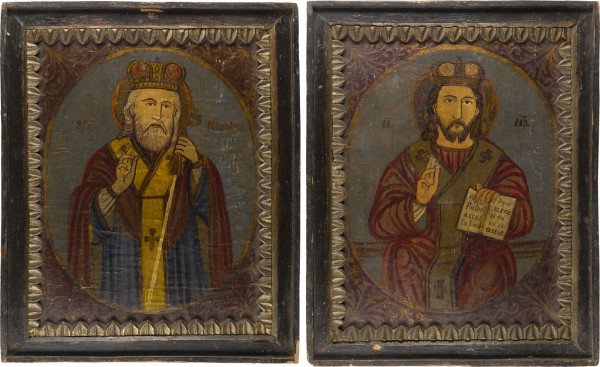 Auction 156<br>ZWEI GROSSE IKONEN: CHRISTUS PANTOKRATOR UND HEILIGER NIKOLAUS VON MYRA