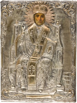 Picture IKONE MIT DEM HEILIGEN NIKOLAUS VON MYRA MIT OKLAD